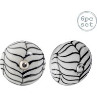 Nicola Spring Round Ceramic Cabinet Knobs - Black Fern - Pack of 6 | Size: 1000mm x 500mm
