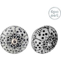 Nicola Spring Round Ceramic Cabinet Knobs - White Rose - Pack of 6 | Size: 1000mm x 500mm