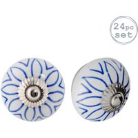 Nicola Spring Round Ceramic Cabinet Knobs Flower - Pack of 24 in Light Blue | Size: 1000mm x 500mm