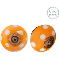 Nicola Spring Round Ceramic Cabinet Knobs Spot - Pack of 6 in Orange | Size: 1000mm x 500mm