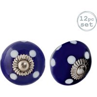 Nicola Spring Round Ceramic Cabinet Knobs Spot - Pack of 12 in Navy | Size: 1000mm x 500mm