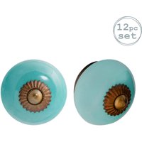 Nicola Spring Round Ceramic Cabinet Knobs - Pack of 12 in Turquoise | Size: 1000mm x 500mm