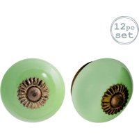 Nicola Spring Round Ceramic Cabinet Knobs - Pack of 12 in Green | Size: 1000mm x 500mm