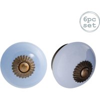 Nicola Spring Round Ceramic Cabinet Knobs - Pack of 6 in Blue | Size: 1000mm x 500mm