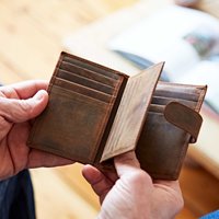 Paper High Buffalo Leather Credit Card Wallet in Brown