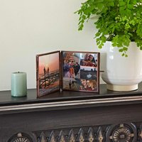 Antique Brass Reclaimed Glass Folded Double Photo Frame X