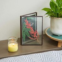 Antique Brass Reclaimed Glass Folded Double Photo Frame