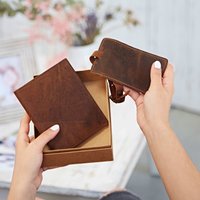 Paper High Buffalo Leather Passport Cover & Luggage Tag Set in Brown
