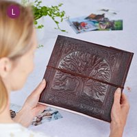 Paper High Leather Tree of Life Embossed Photo Album in Brown | Size: Large