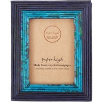 Paper High Reclaimed Newspaper Photo Frame in Dark Blue | Size: Medium