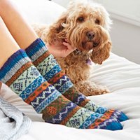 Paper High Woollen Fairisle Socks in Orange | Size: Medium/Large