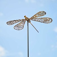 Paper High Tramea Metal Dragonfly Garden Stake Decoration in Copper