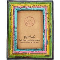 Paper High Reclaimed Newspaper Photo Frame in Navy | Size: Large