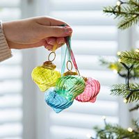 Set 4 Keya Coloured Reclaimed Glass Raindrop Baubles