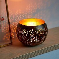 Paper High Black & Gold Metal Tea Light Holder