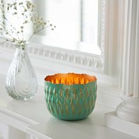 Paper High Turquoise & Gold Metal Tea Light Holder
