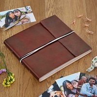Paper High Large Coloured Distressed Leather 3-String Photo Album in Brown