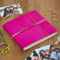 Paper High Large Coloured Distressed Leather 3-String Photo Album in Cerise