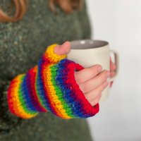 Paper High Woollen Rainbow Handwarmer Gloves