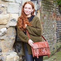 Paper High Brown Leather Satchel | Size: Medium