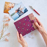 Paper High Small Sari Fabric Photo Album in Purple
