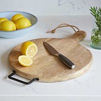 Paper High Natural Mango Wood Round Chopping Board | Size: Large