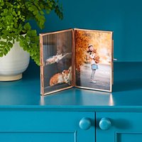 Paper High Reclaimed Glass Folded Double Photo Frame in Copper | Size: Medium