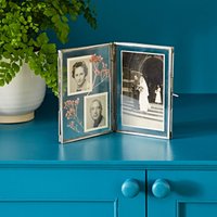 Paper High Reclaimed Glass Folded Double Photo Frame in Silver | Size: Large