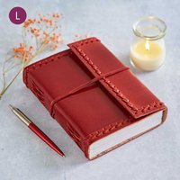 Paper High Stitched Distressed Leather Journal in Red | Size: Large