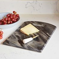 Paper High Grey Marble Rectangular Serving Board in Dark Grey