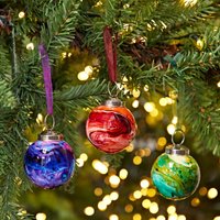 Set 3 Coloured Repurposed Glass Marble Baubles