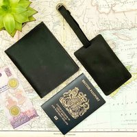Buffalo Leather Passport Cover & Luggage Tag Set