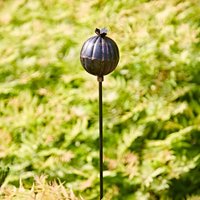 Iron Poppy Seed Head Garden Stake Decoration