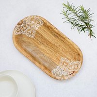 Floral Mango Wood Decorative Tray