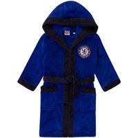 Chelsea FC Boy's Kids Hooded Fleece Dressing Gown Robe in Royal | Size: 9-10 Years