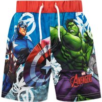 Marvel Boy's Captain America & The Incredible Hulk Avengers Swim Shorts in Blue | Size: 7-8 Years