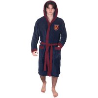 West Ham United FC Men's Adults Hooded Fleece Dressing Gown Robe in Navy | Size: Medium