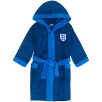 England FA Boy's Kids Hooded Fleece Dressing Gown Robe in Blue | Size: 7-8 Years