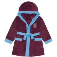 West Ham United FC Baby Hooded Fleece Dressing Gown Robe in Red | Size: 2-3 Years
