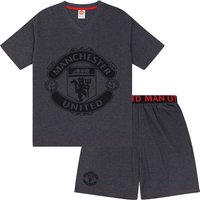 Manchester United FC Men's Adults Short Pyjama Set in Grey | Size: Medium