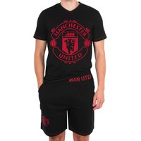 Manchester United FC Men's Adults Short Pyjama Set in Black | Size: Small