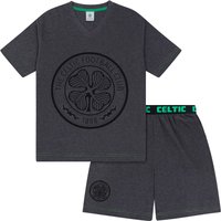 Celtic FC Men's Adults Short Pyjama Set in Grey | Size: Large