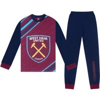 West Ham United FC Boy's Kids Sublimation Long Pyjamas in Navy | Size: 7-8 Years