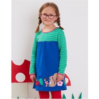 Toby Tiger Girl's Forest Adventure Applique T-Shirt Dress in Blue | Size: 5-6 Years