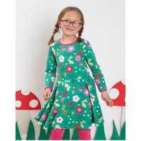 Toby Tiger Girl's Forest Adventure Print Skater Dress in Green | Size: 3-4 Years