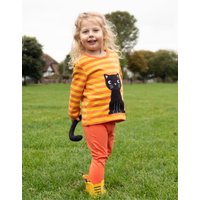 Toby Tiger Black Cat Applique T-Shirt in Orange | Size: 4-5 Years