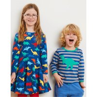 Toby Tiger Girl's Rainbow Dinosaur Print Skater Dress | Size: 12-18 m