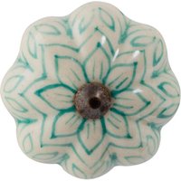 Nicola Spring Floral Ceramic Cabinet Knob in Mint | Size: 1000mm x 500mm