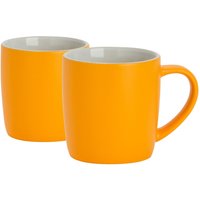 Argon Tableware 2x Matt Coloured Coffee Mugs - 350ml - Durable Stoneware Cappuccino Tea Cup in Yellow