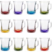 LAV Zen+ Coloured Base Glass Coffee Mugs - 225ml - Multicolour - Pack of 12